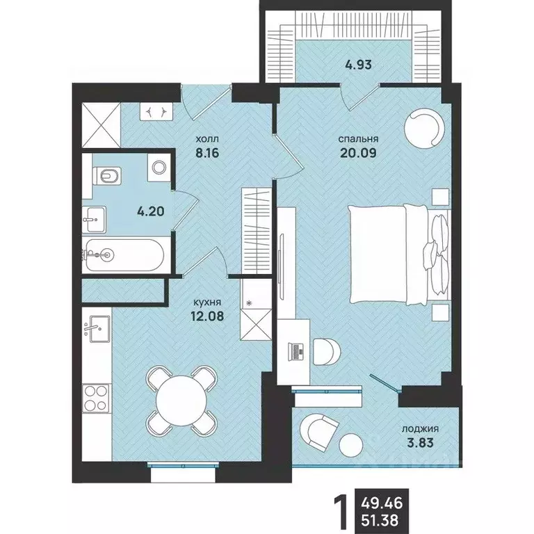 1-к кв. Архангельская область, Архангельск ул. Свободы, 16 (51.38 м) - Фото 1