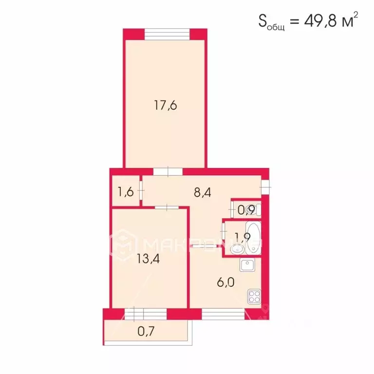 2-к кв. Санкт-Петербург ул. Карпинского, 34К6 (50.0 м) - Фото 2