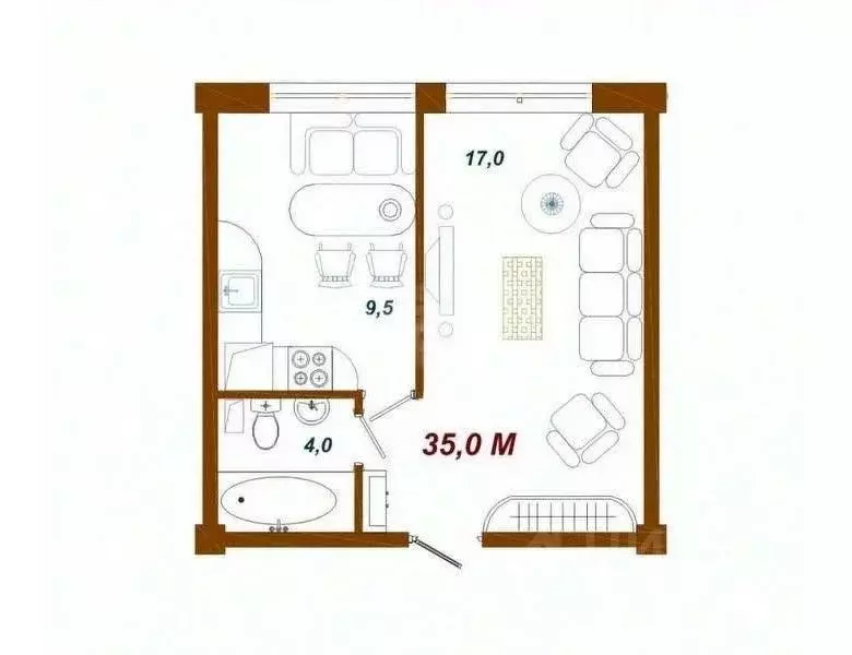 1-к кв. Смоленская область, Смоленск Киевский пер., 17к4 (42.2 м) - Фото 1