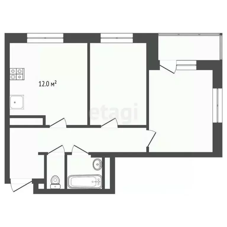 2-к кв. Тюменская область, Тюмень ул. Мельникайте, 2к18 (59.0 м) - Фото 1