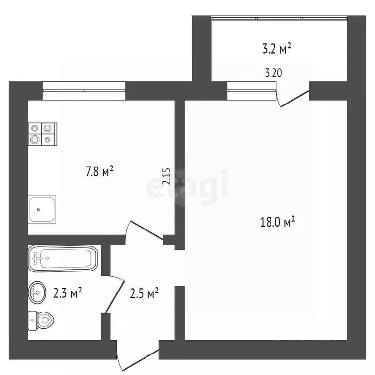 1-к кв. Башкортостан, Стерлитамак ул. Худайбердина, 202 (30.6 м) - Фото 2