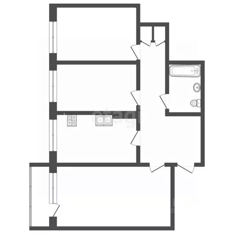 3-к кв. Саха (Якутия), Якутск ул. Петра Алексеева, 73/1 (62.5 м) - Фото 2