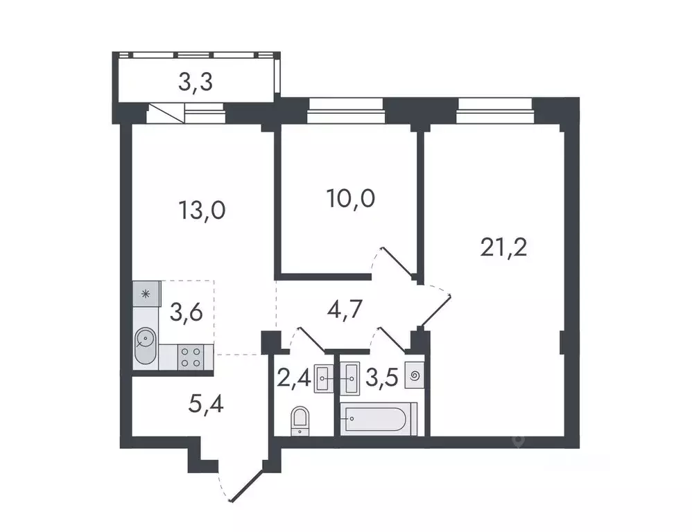 3-к кв. Кировская область, Киров ул. Чистопрудненская, 13 (67.1 м) - Фото 0