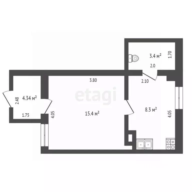 1-к кв. Калужская область, Калуга ул. Воронина, 23 (32.0 м) - Фото 2