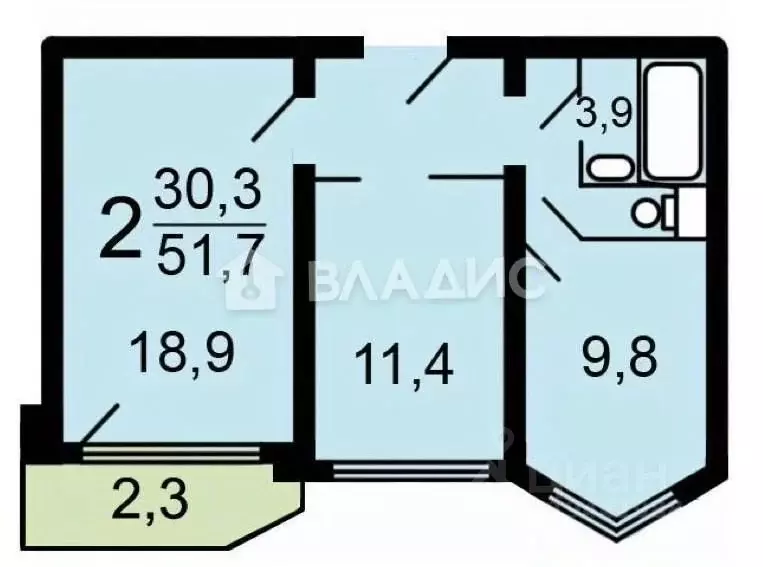 2-к кв. Московская область, Королев Пионерская ул., 30к5 (51.7 м) - Фото 1