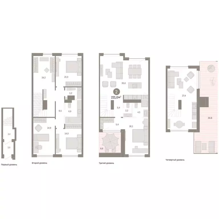 4-комнатная квартира: Тюмень, ЖК Дом у Озера (220.99 м) - Фото 1