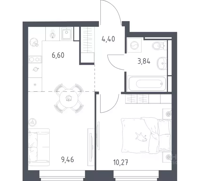 1-к кв. Московская область, Ленинский городской округ, д. Калиновка ... - Фото 1