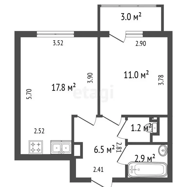 Квартира-студия: Санкт-Петербург, Полтавская улица, 3 (39.4 м) - Фото 1