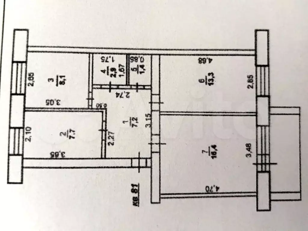 3-к. квартира, 57 м, 2/5 эт. - Фото 0