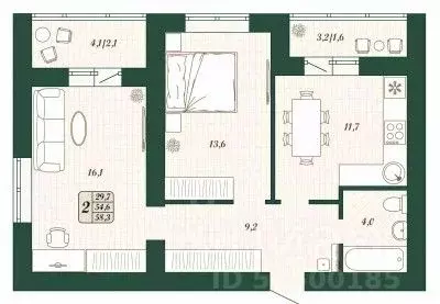 2-к кв. Самарская область, Волжский район, Смышляевка городское ... - Фото 1