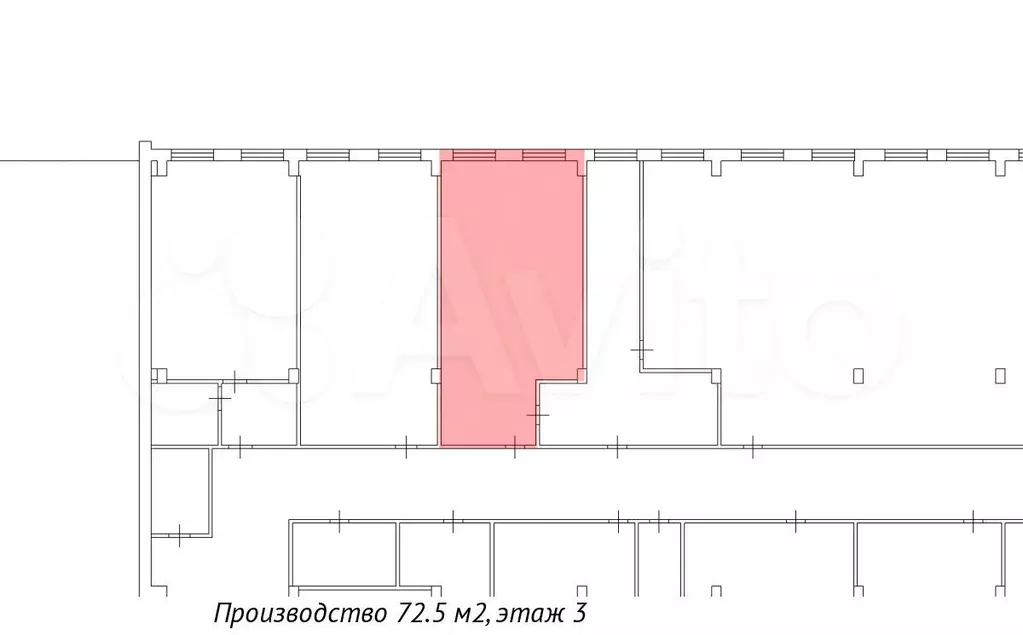 72.5 м2 под мастерскую, 3 этаж, есть грузовой лифт - Фото 0