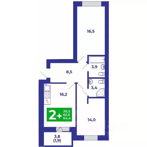 2-к кв. Башкортостан, Стерлитамакский район, Отрадовский сельсовет, с. ... - Фото 1