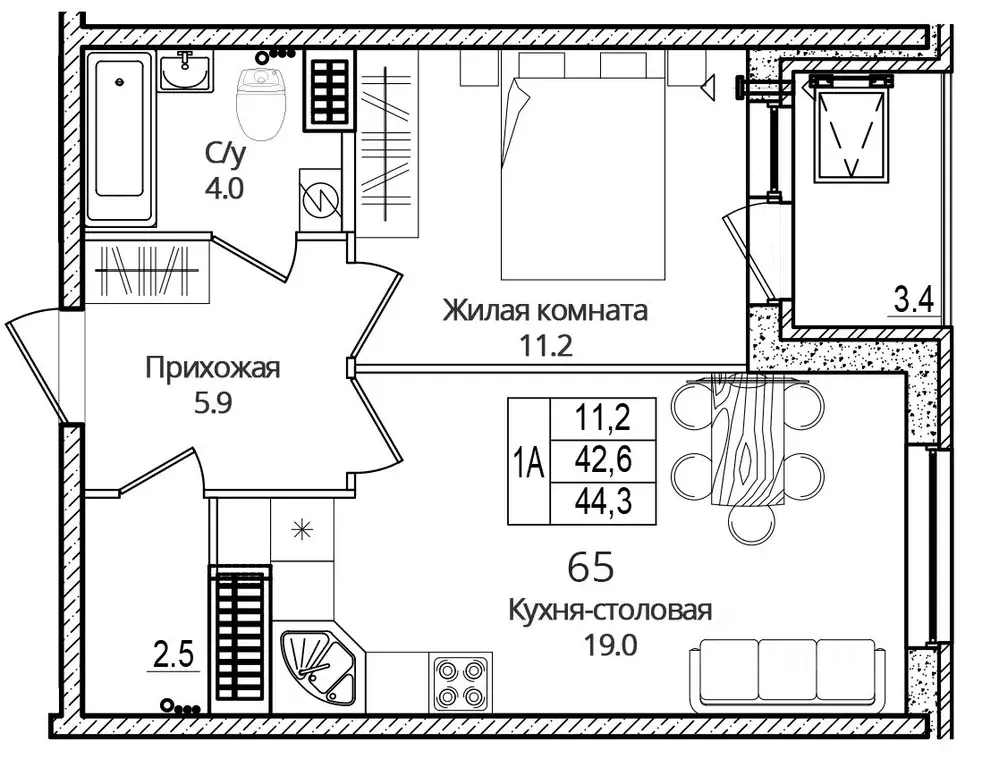 1-к кв. Псковская область, Псковский район, Завеличенская волость, д. ... - Фото 1
