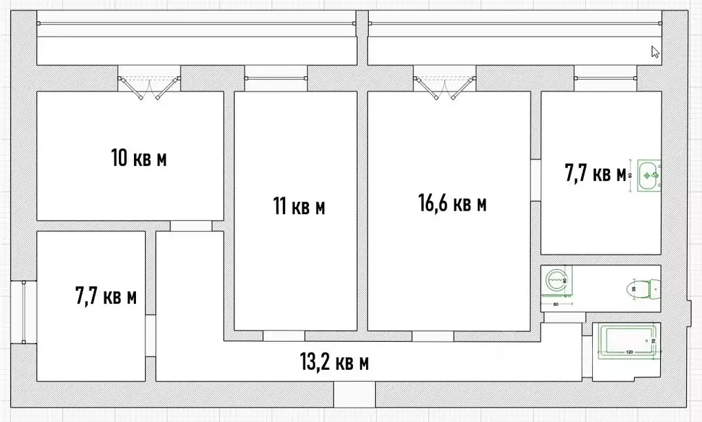 4-к кв. Томская область, Северск Коммунистический просп., 122 (72.0 м) - Фото 1