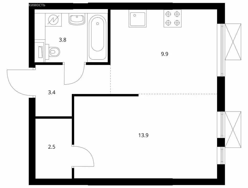 1-комнатная квартира: Котельники, микрорайон Белая Дача, 29 (33.7 м) - Фото 1