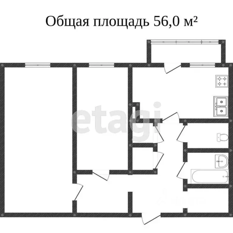 2-к кв. Ямало-Ненецкий АО, Новый Уренгой Восточный мкр, 4/6 (54.0 м) - Фото 2