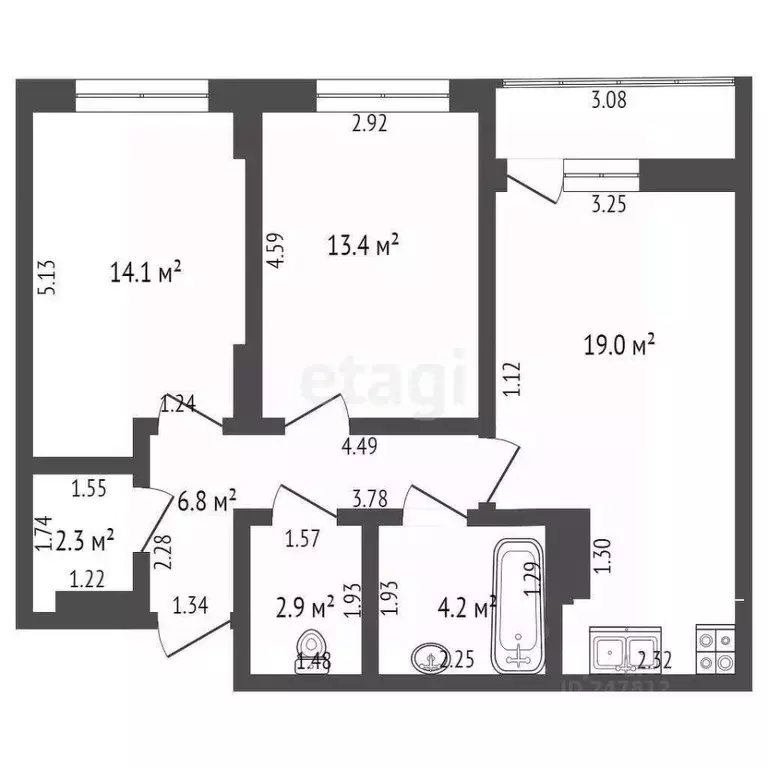 2-к кв. Рязанская область, Рязань Московское ш., 49 (63.5 м) - Фото 1