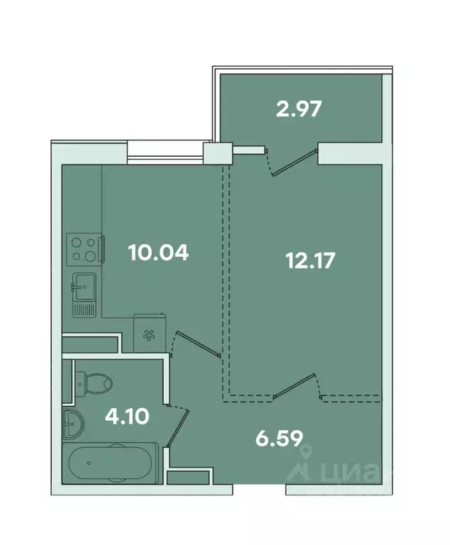 1-к кв. Иркутская область, Иркутск ул. Петрова, 18 (35.87 м) - Фото 0