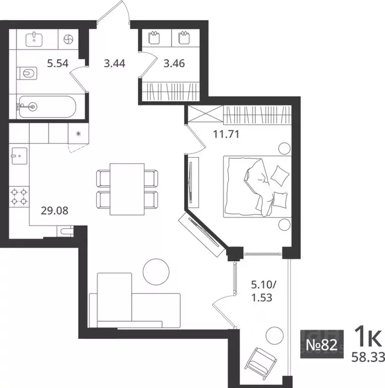 1-к кв. Калининградская область, Светлогорск Новая ул., 108-114 (58.33 ... - Фото 1