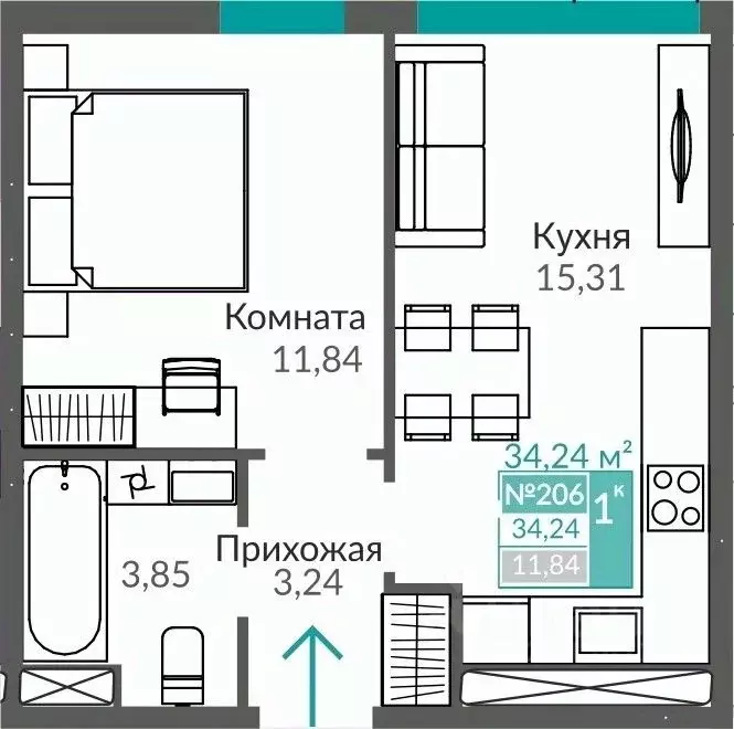 1-к кв. Крым, Симферополь Крымская роза мкр,  (34.24 м) - Фото 0