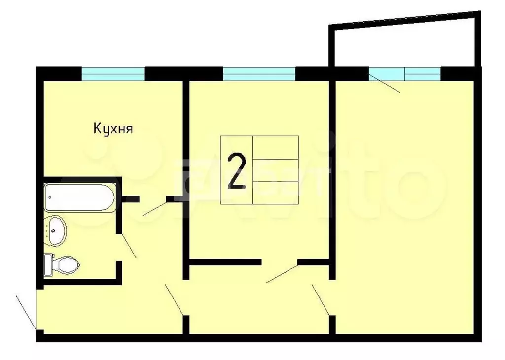 2-к. квартира, 45 м, 5/5 эт. - Фото 0