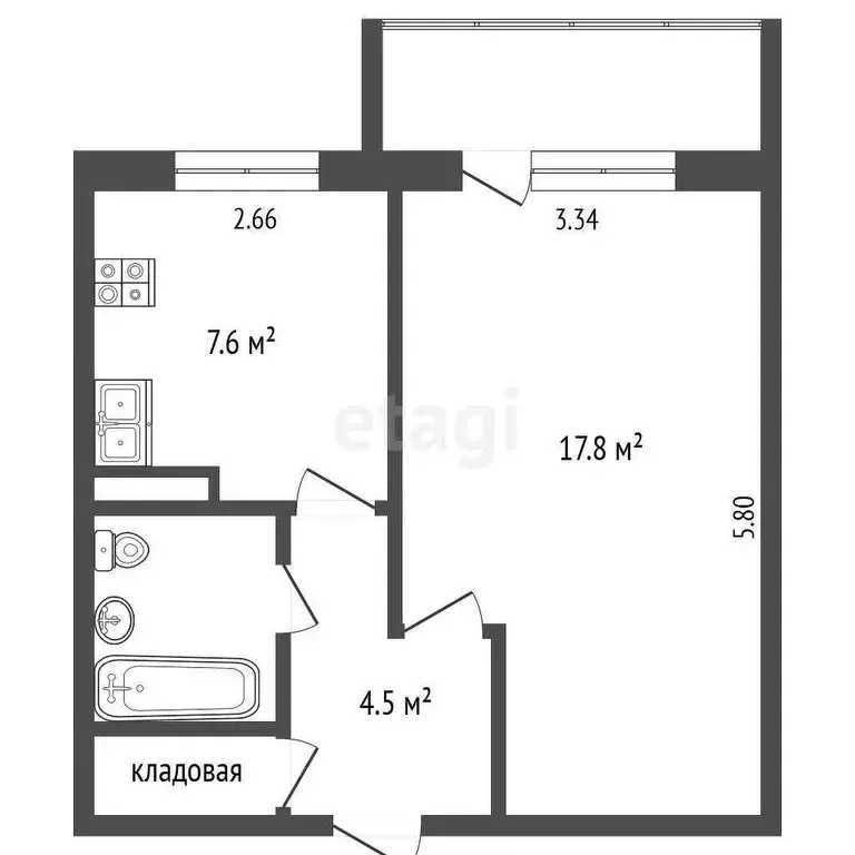 1-комнатная квартира: Дружино, Советская улица, 9 (34.5 м) - Фото 0