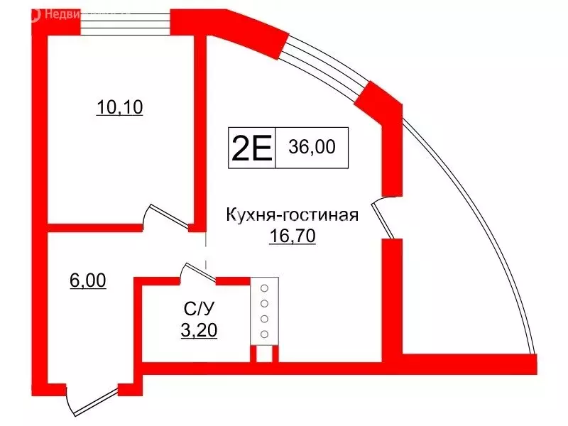 1-комнатная квартира: деревня Новосаратовка, улица Первых, 2к1 (36 м) - Фото 0