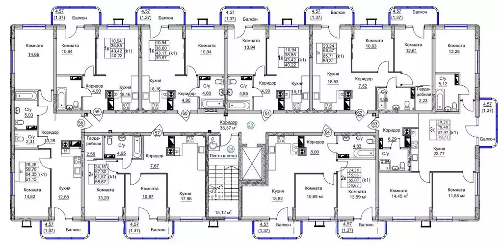 2-к кв. Калининградская область, Калининград ул. Дубовая Аллея (61.15 ... - Фото 2