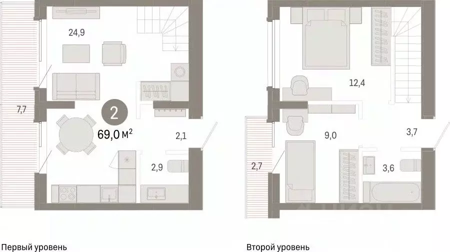 2-к кв. Омская область, Омск  (68.96 м) - Фото 0