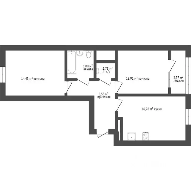 2-к кв. Санкт-Петербург Лиговский просп., 232 (60.0 м) - Фото 1