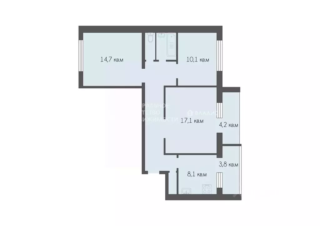 3-к кв. Рязанская область, Рязань Интернациональная ул., 15В (67.2 м) - Фото 2