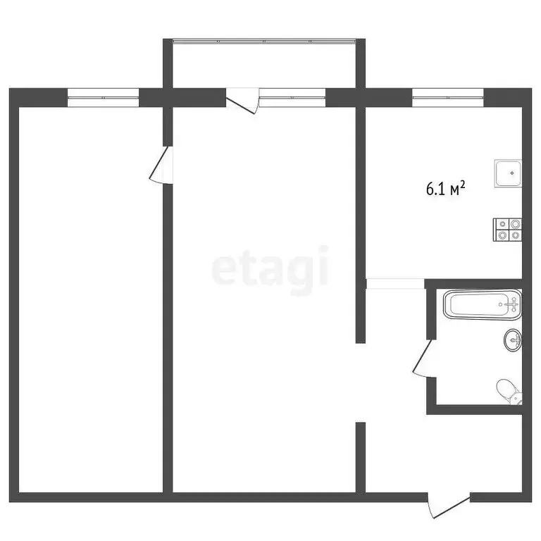 2-комнатная квартира: Чита, Нагорная улица, 85А (44 м) - Фото 0