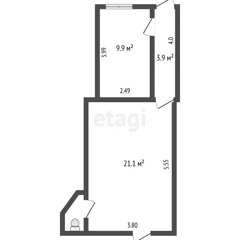 2-комнатная квартира: Ялта, улица Халтурина, 38 (35.9 м) - Фото 1