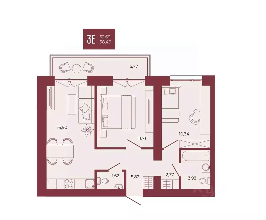 3-к кв. Пензенская область, Пенза ул. Тепличная, 55 (58.46 м) - Фото 1