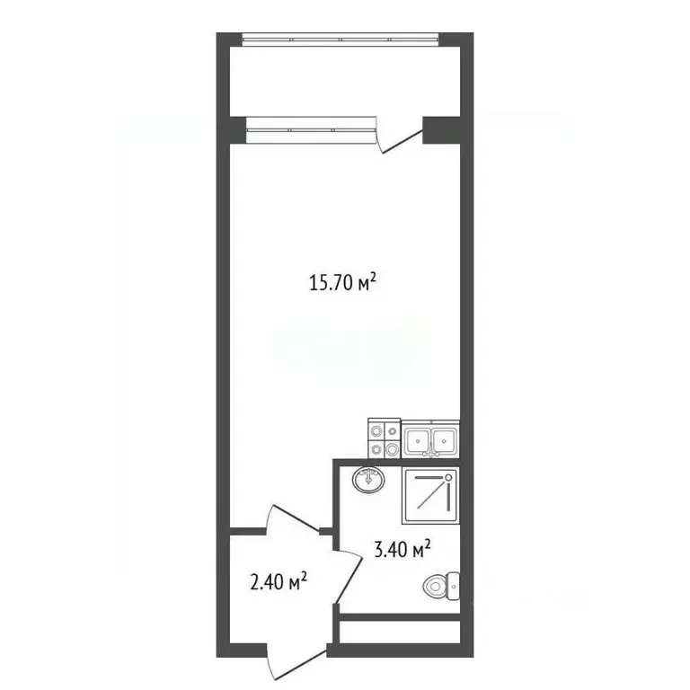 Студия Санкт-Петербург Планерная ул., 99 (21.6 м) - Фото 2