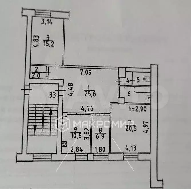 3-к. квартира, 90,2 м, 3/6 эт. - Фото 0