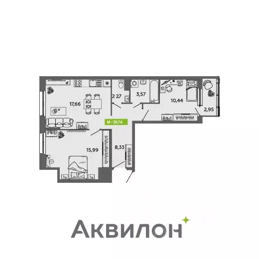 2-к кв. Архангельская область, Архангельск 6-й мкр,  (59.74 м) - Фото 0