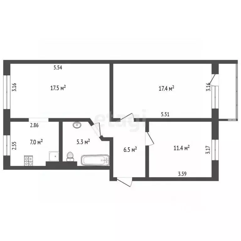 4-к кв. Ямало-Ненецкий АО, Муравленко Комсомольская ул., 3 (80.0 м) - Фото 1