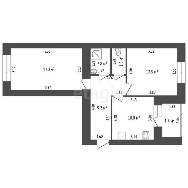 2-комнатная квартира: Стерлитамак, улица Артёма, 84 (54.4 м) - Фото 1
