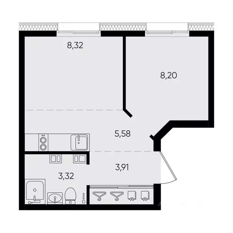 2-к кв. Иркутская область, Иркутск ул. Ширямова (29.33 м) - Фото 0