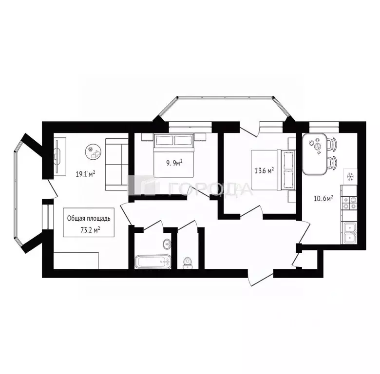 3-к кв. Новосибирская область, Новосибирск Широкая ул., 1 (73.2 м) - Фото 2
