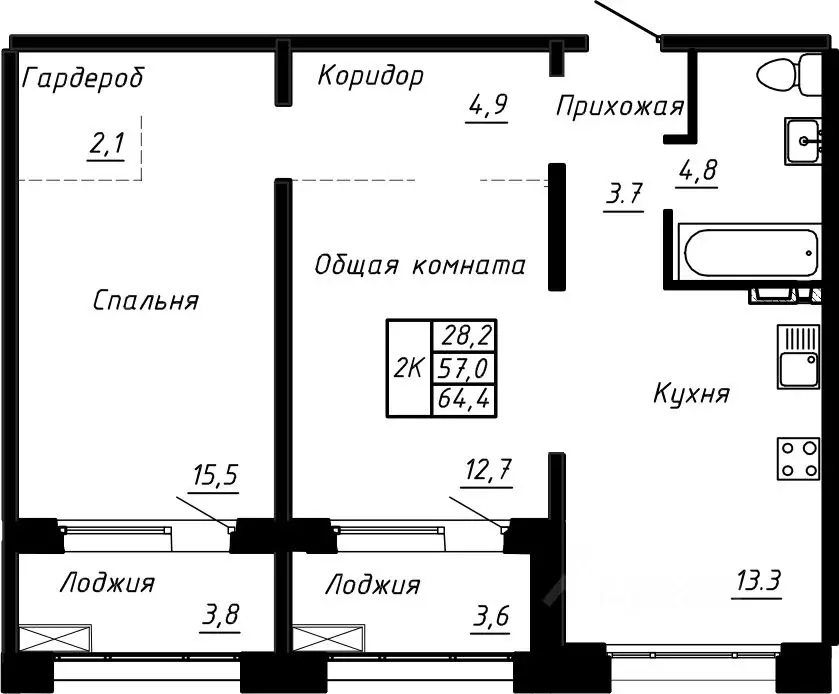 2-к кв. Ленинградская область, Тельмана Тосненский район, Сибирь жилой ... - Фото 1