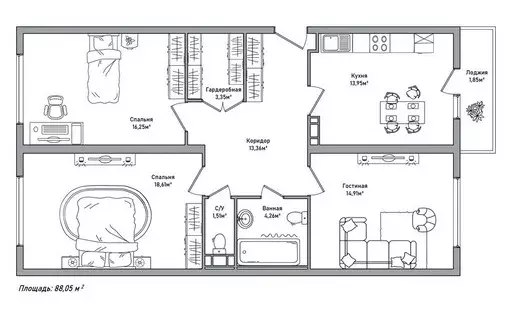 Продаётся 3-к квартира, 88.05 м - Фото 1