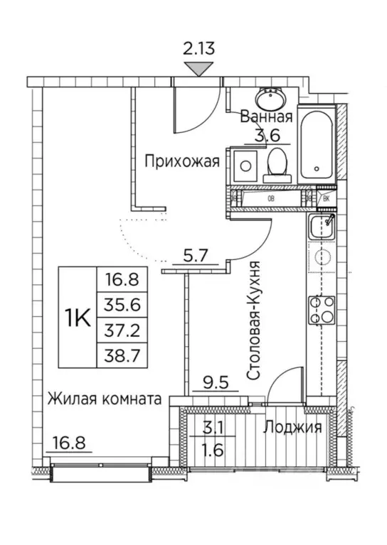 1-к кв. Приморский край, Владивосток ул. Расула Гамзатова, 7к2 (38.7 ... - Фото 0