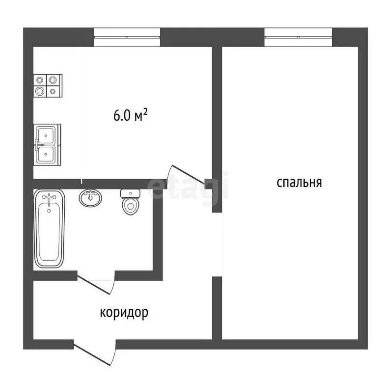 1-комнатная квартира: Рыбинск, улица Энергетиков, 4 (33 м) - Фото 1