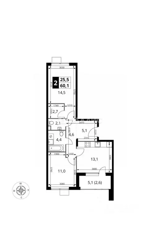 2-к кв. Московская область, Химки Подрезково мкр, 1-й Шереметьевский ... - Фото 2