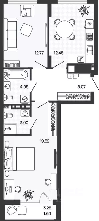 2-к кв. Калининградская область, Гурьевский муниципальный округ, пос. ... - Фото 1