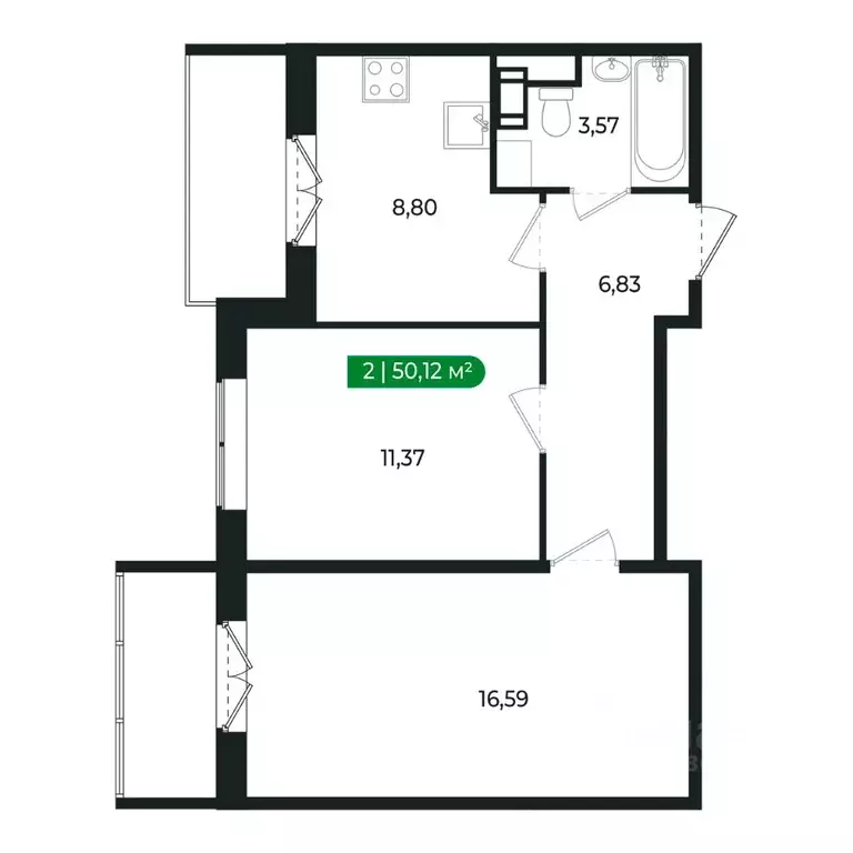 2-к кв. Ленинградская область, Сертолово Всеволожский район, ... - Фото 2