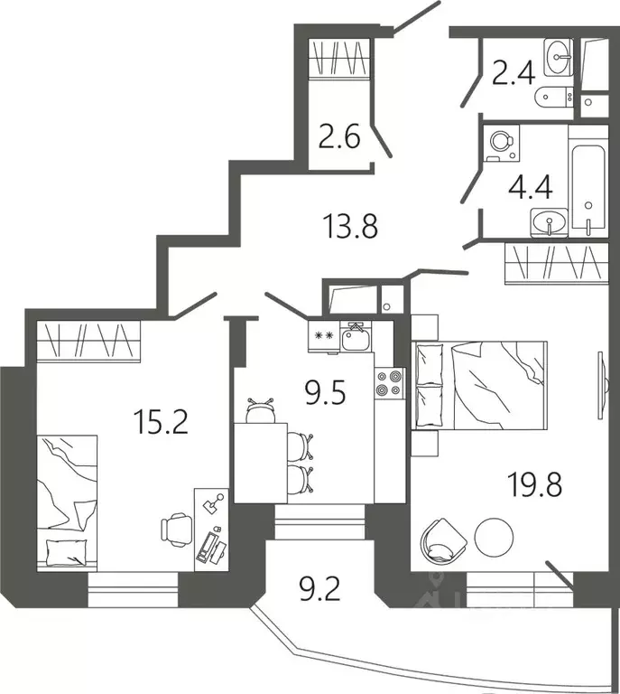 2-к кв. Московская область, Подольск Климовск мкр, ул. Советская, 18к2 ... - Фото 1
