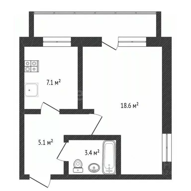 1-к кв. Нижегородская область, Нижний Новгород ул. Тропинина, 4А (35.2 ... - Фото 1